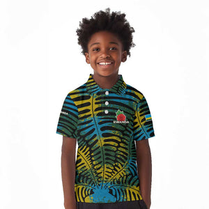 Rwanda Kid Polo Shirt with Gorilla Family Kwita Izina Leaf Jungle Spirit