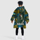 Rwanda Kid Wearable Blanket Hoodie with Gorilla Family Kwita Izina Leaf Jungle Spirit