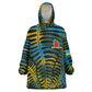 Rwanda Kid Wearable Blanket Hoodie with Gorilla Family Kwita Izina Leaf Jungle Spirit