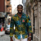 Rwanda Long Sleeve Button Shirt with Gorilla Family Kwita Izina Leaf Jungle Spirit