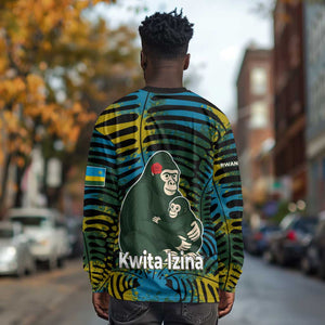 Rwanda Long Sleeve Shirt with Gorilla Family Kwita Izina Leaf Jungle Spirit
