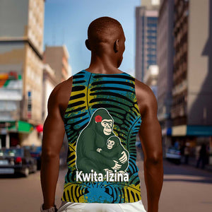 Rwanda Men Tank Top with Gorilla Family Kwita Izina Leaf Jungle Spirit