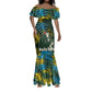 Rwanda Mermaid Dress with Gorilla Family Kwita Izina Leaf Jungle Spirit