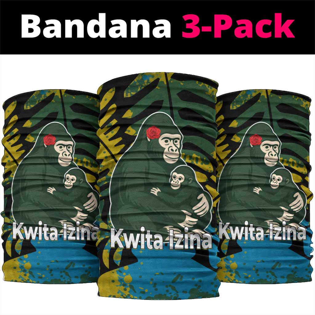 Rwanda Neck Gaiter with Gorilla Family Kwita Izina Leaf Jungle Spirit - African Pride