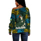 Rwanda Off Shoulder Sweater with Gorilla Family Kwita Izina Leaf Jungle Spirit