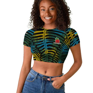 Rwanda Raglan Cropped T shirt with Gorilla Family Kwita Izina Leaf Jungle Spirit