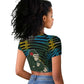 Rwanda Raglan Cropped T shirt with Gorilla Family Kwita Izina Leaf Jungle Spirit