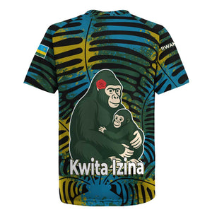 Rwanda Rugby Jersey with Gorilla Family Kwita Izina Leaf Jungle Spirit