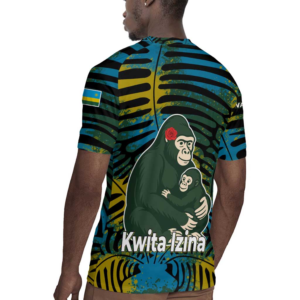 Rwanda Rugby Jersey with Gorilla Family Kwita Izina Leaf Jungle Spirit