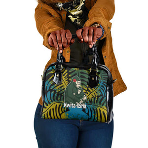 Rwanda Shoulder Handbag with Gorilla Family Kwita Izina Leaf Jungle Spirit
