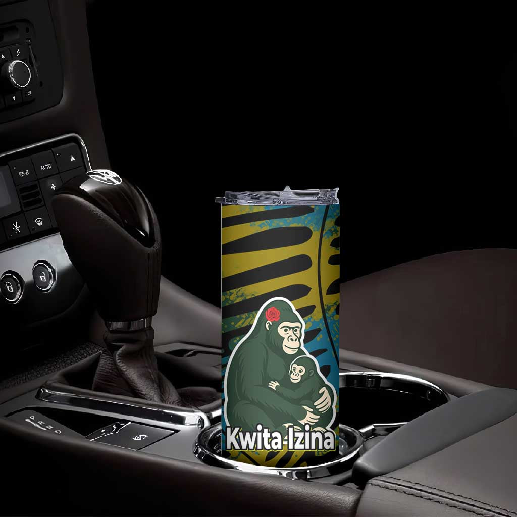 Rwanda Skinny Tumbler with Gorilla Family Kwita Izina Leaf Jungle Spirit