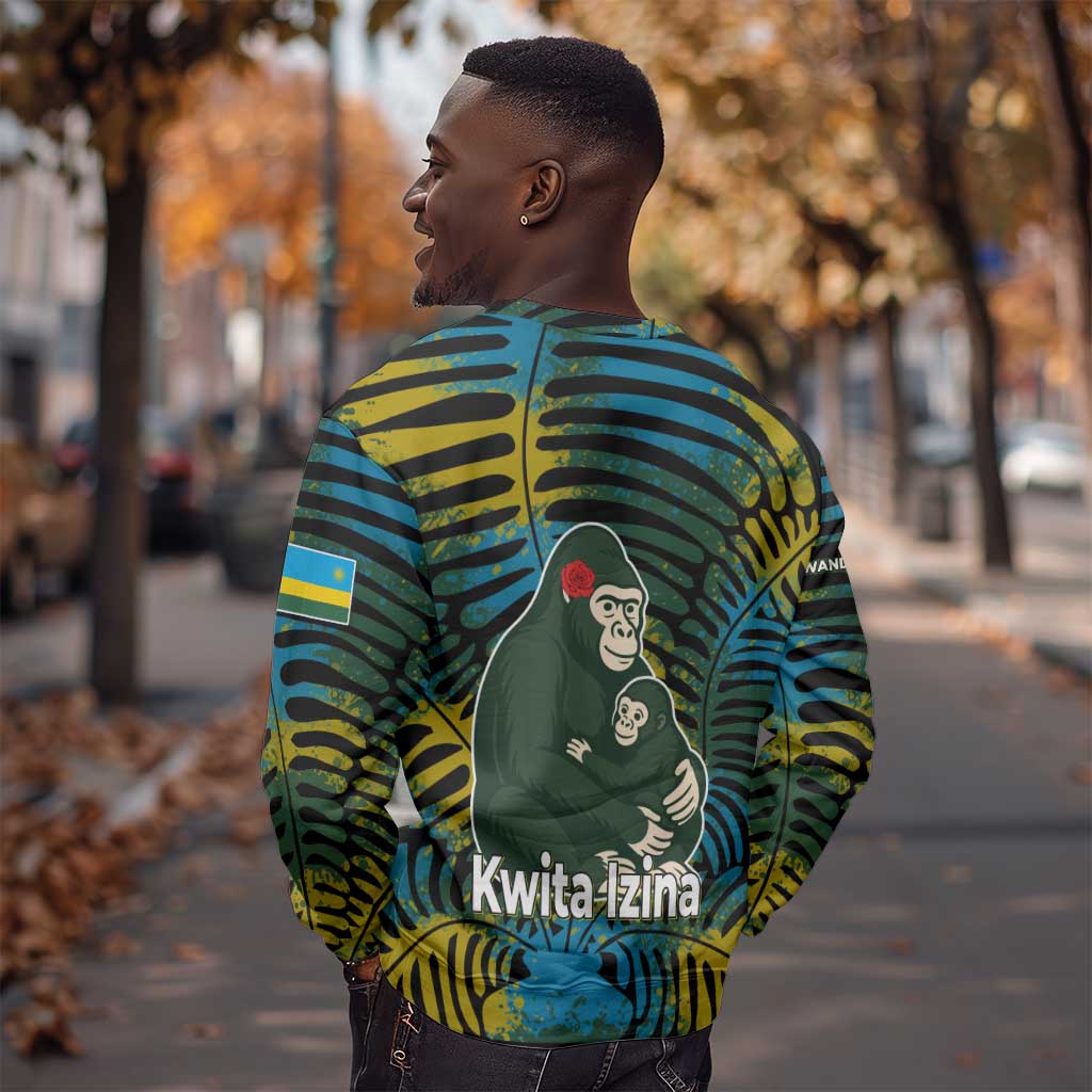 Rwanda Sweatshirt with Gorilla Family Kwita Izina Leaf Jungle Spirit