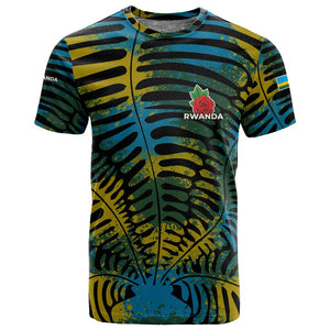 Rwanda T shirt with Gorilla Family Kwita Izina Leaf Jungle Spirit