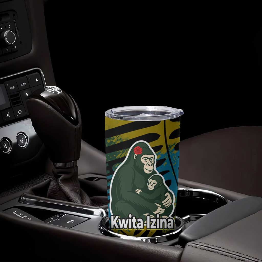 Rwanda Tumbler Cup with Gorilla Family Kwita Izina Leaf Jungle Spirit