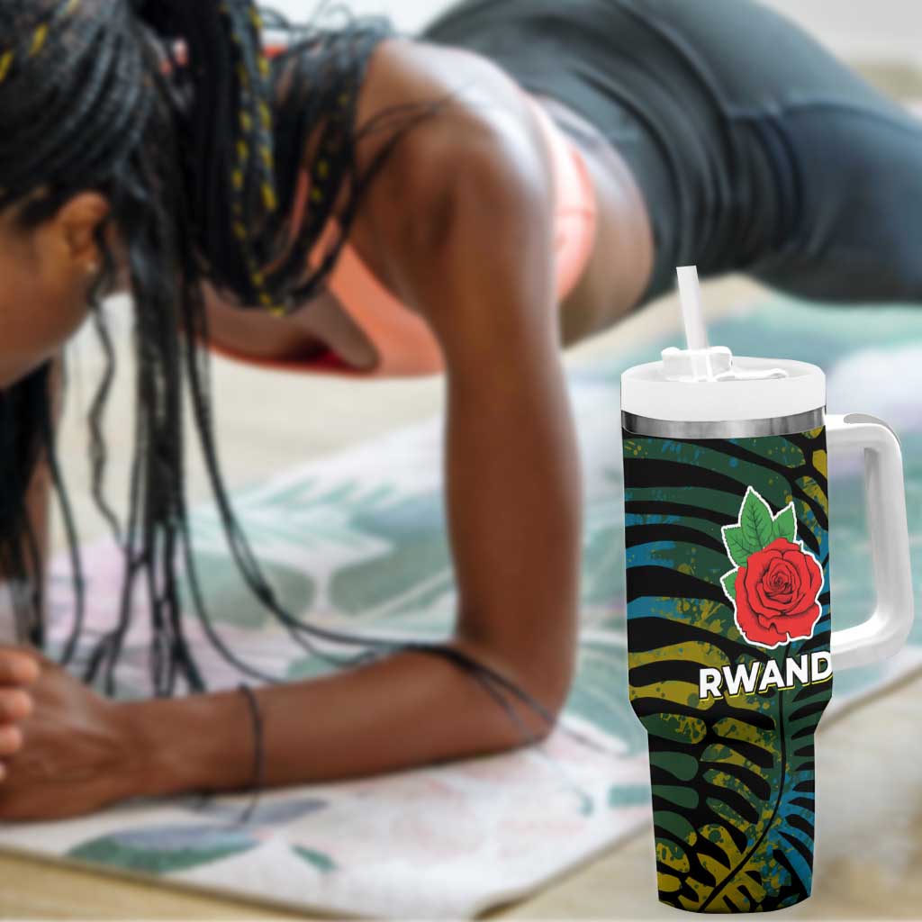 Rwanda Tumbler With Handle with Gorilla Family Kwita Izina Leaf Jungle Spirit