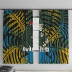 Rwanda Window Curtain with Gorilla Family Kwita Izina Leaf Jungle Spirit
