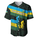 Rwanda Baseball Jersey with Tour du Rwanda Cycling Race Flag Stripe Spirit