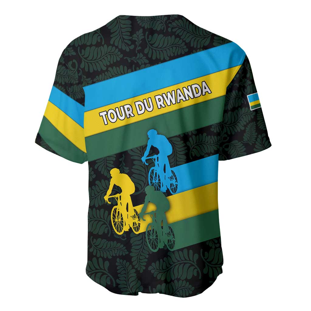 Rwanda Baseball Jersey with Tour du Rwanda Cycling Race Flag Stripe Spirit