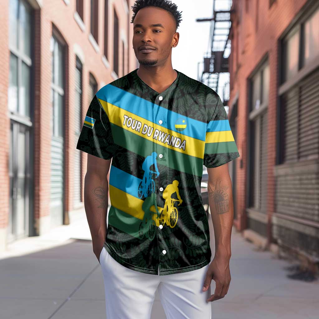Rwanda Baseball Jersey with Tour du Rwanda Cycling Race Flag Stripe Spirit