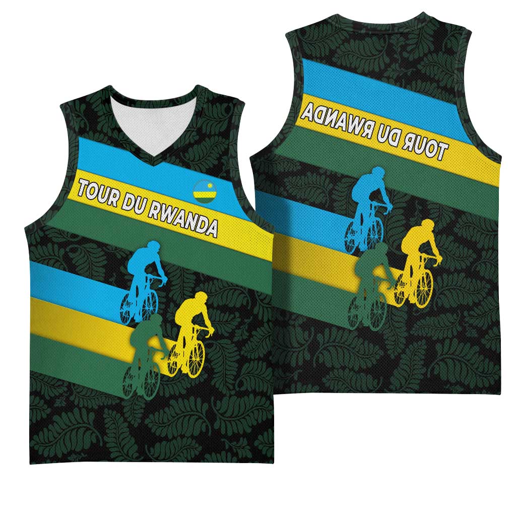Rwanda Basketball Jersey with Tour du Rwanda Cycling Race Flag Stripe Spirit - African Pride