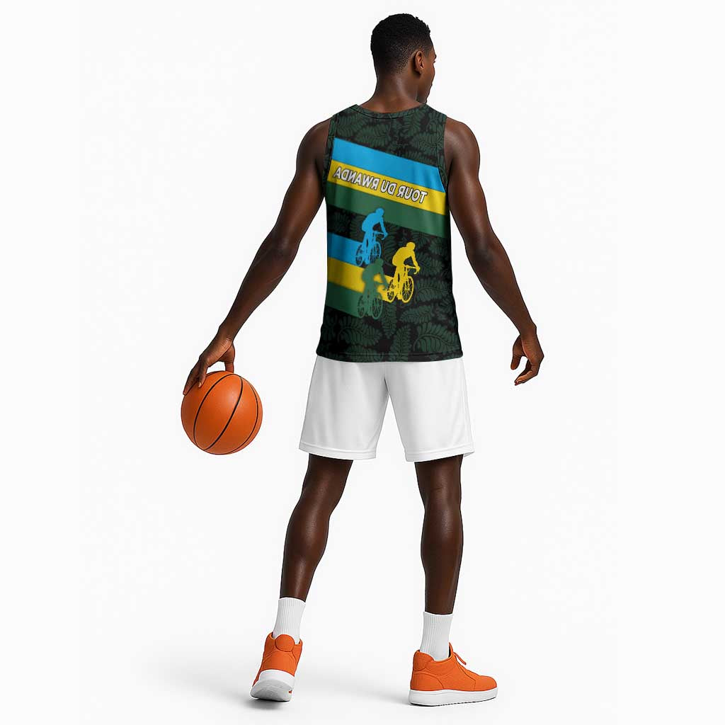 Rwanda Basketball Jersey with Tour du Rwanda Cycling Race Flag Stripe Spirit - African Pride