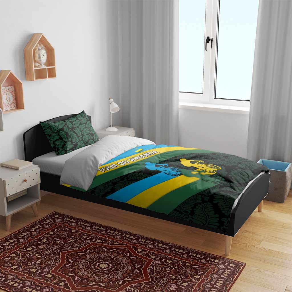 Rwanda Bedding Set with Tour du Rwanda Cycling Race Flag Stripe Spirit