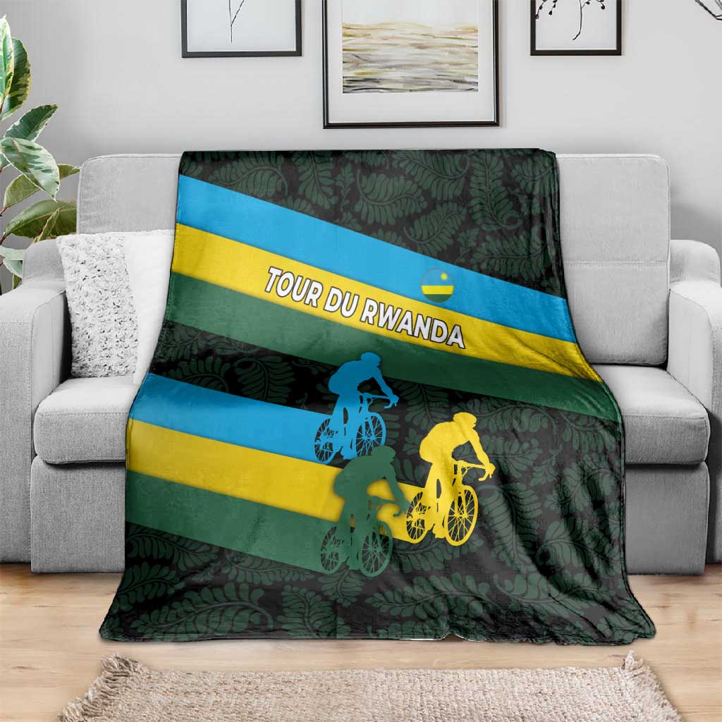 Rwanda Blanket with Tour du Rwanda Cycling Race Flag Stripe Spirit