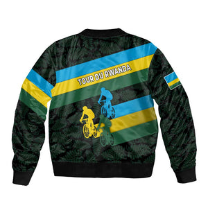 Rwanda Bomber Jacket with Tour du Rwanda Cycling Race Flag Stripe Spirit
