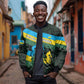 Rwanda Bomber Jacket with Tour du Rwanda Cycling Race Flag Stripe Spirit