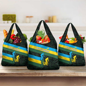 Rwanda Grocery Bag with Tour du Rwanda Cycling Race Flag Stripe Spirit