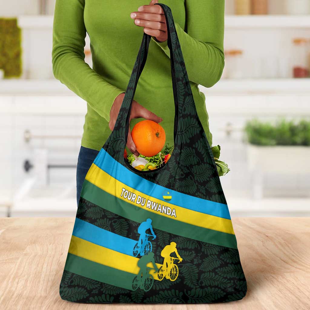 Rwanda Grocery Bag with Tour du Rwanda Cycling Race Flag Stripe Spirit