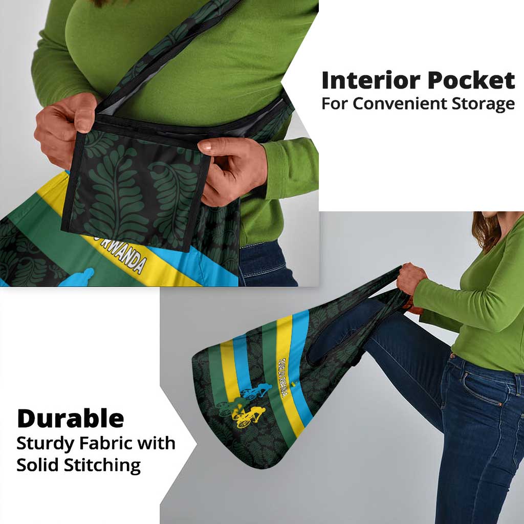 Rwanda Grocery Bag with Tour du Rwanda Cycling Race Flag Stripe Spirit