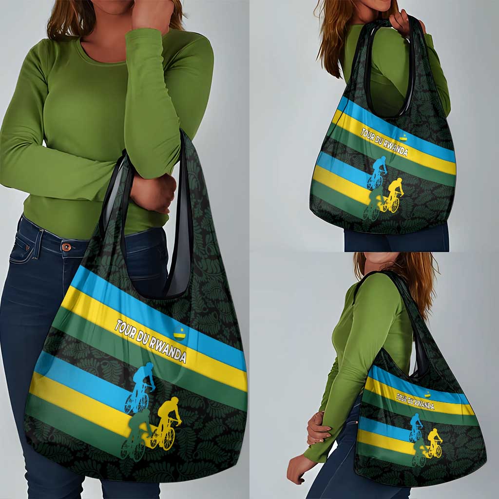 Rwanda Grocery Bag with Tour du Rwanda Cycling Race Flag Stripe Spirit