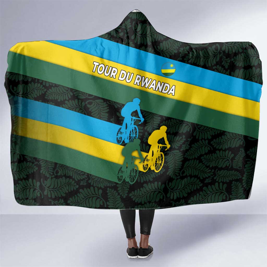 Rwanda Hooded Blanket with Tour du Rwanda Cycling Race Flag Stripe Spirit