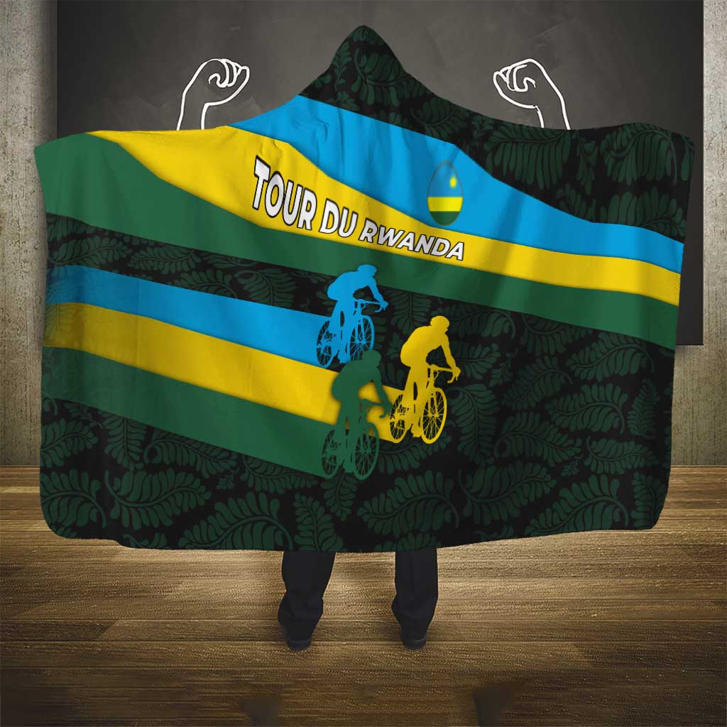 Rwanda Hooded Blanket with Tour du Rwanda Cycling Race Flag Stripe Spirit