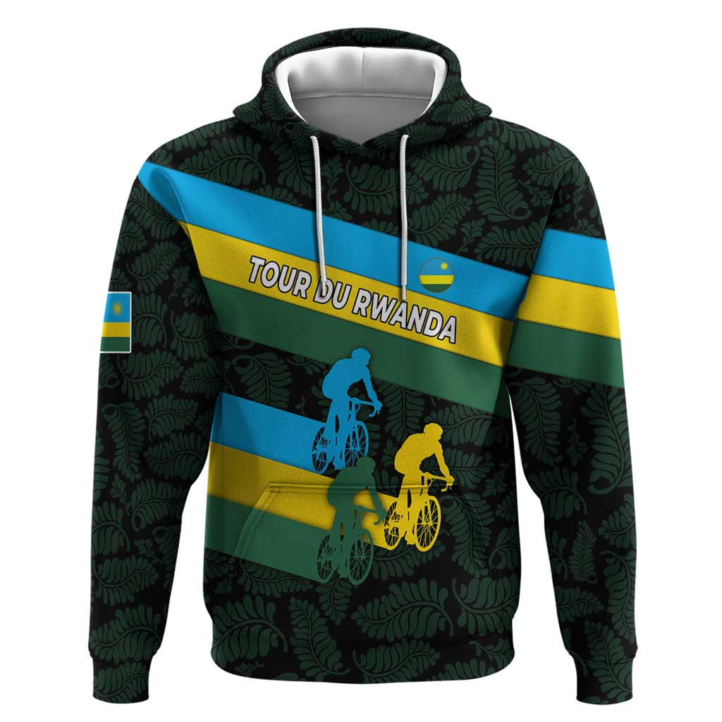 Rwanda Hoodie with Tour du Rwanda Cycling Race Flag Stripe Spirit