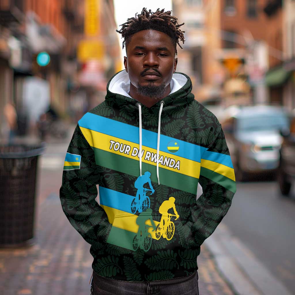 Rwanda Hoodie with Tour du Rwanda Cycling Race Flag Stripe Spirit