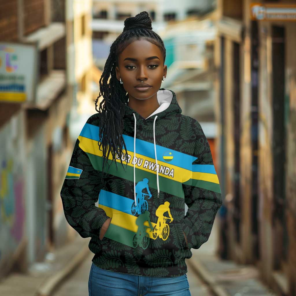 Rwanda Hoodie with Tour du Rwanda Cycling Race Flag Stripe Spirit