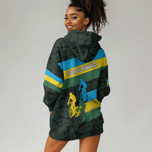 Rwanda Hoodie Dress with Tour du Rwanda Cycling Race Flag Stripe Spirit