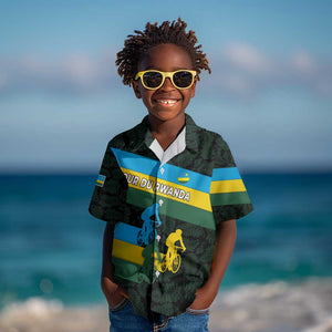 Rwanda Kid Hawaiian Shirt with Tour du Rwanda Cycling Race Flag Stripe Spirit