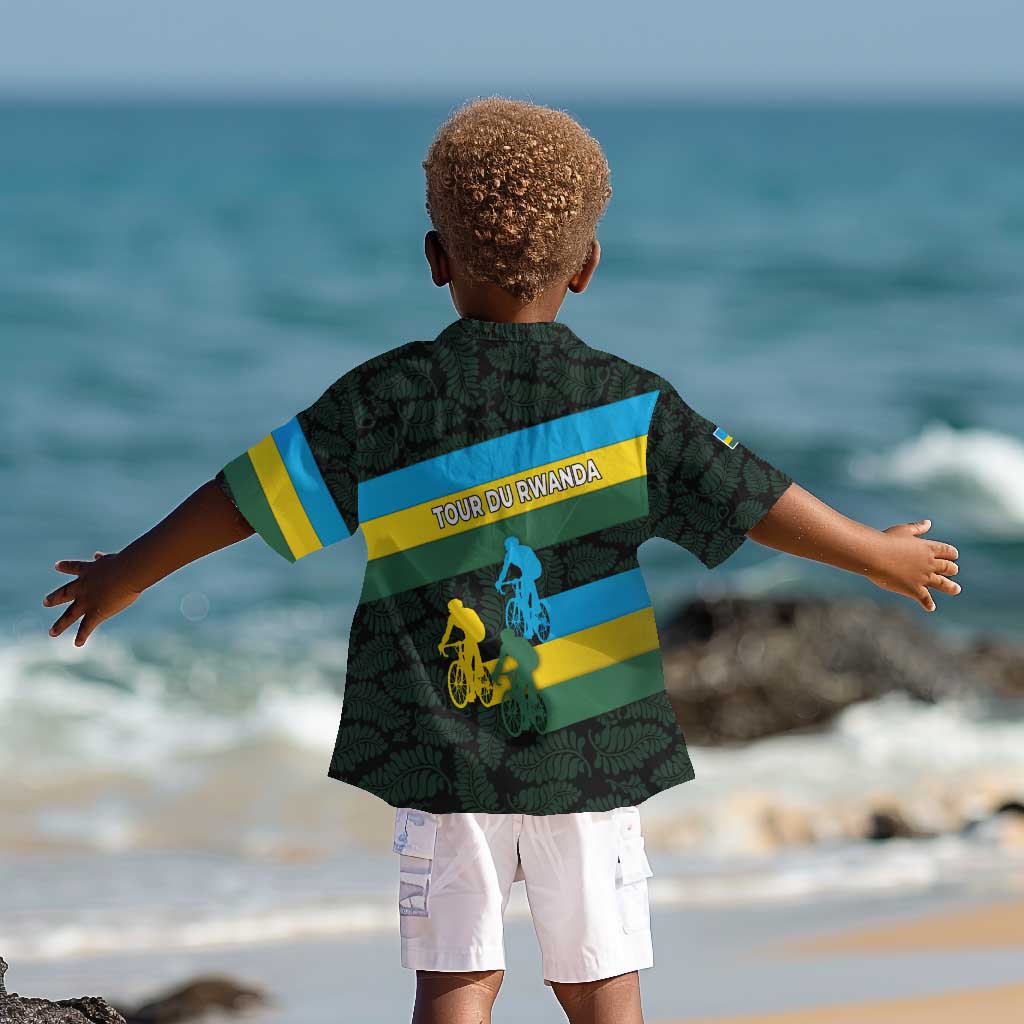 Rwanda Kid Hawaiian Shirt with Tour du Rwanda Cycling Race Flag Stripe Spirit