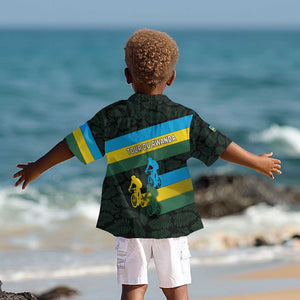 Rwanda Kid Hawaiian Shirt with Tour du Rwanda Cycling Race Flag Stripe Spirit