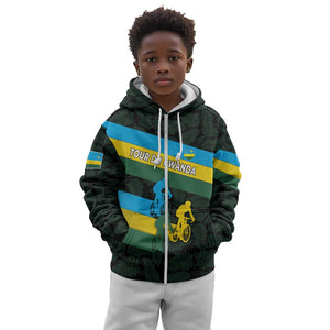 Rwanda Kid Hoodie with Tour du Rwanda Cycling Race Flag Stripe Spirit