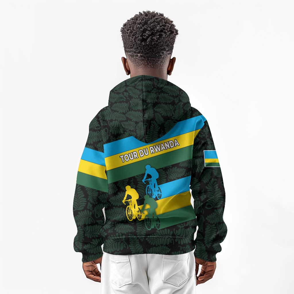 Rwanda Kid Hoodie with Tour du Rwanda Cycling Race Flag Stripe Spirit