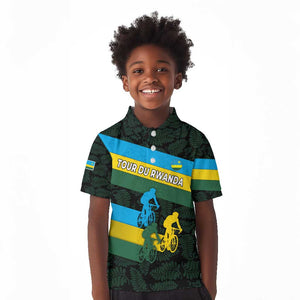 Rwanda Kid Polo Shirt with Tour du Rwanda Cycling Race Flag Stripe Spirit