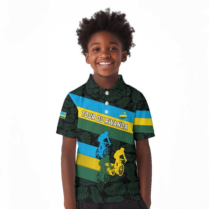 Rwanda Kid Polo Shirt with Tour du Rwanda Cycling Race Flag Stripe Spirit