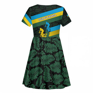 Rwanda Kid Short Sleeve Dress with Tour du Rwanda Cycling Race Flag Stripe Spirit