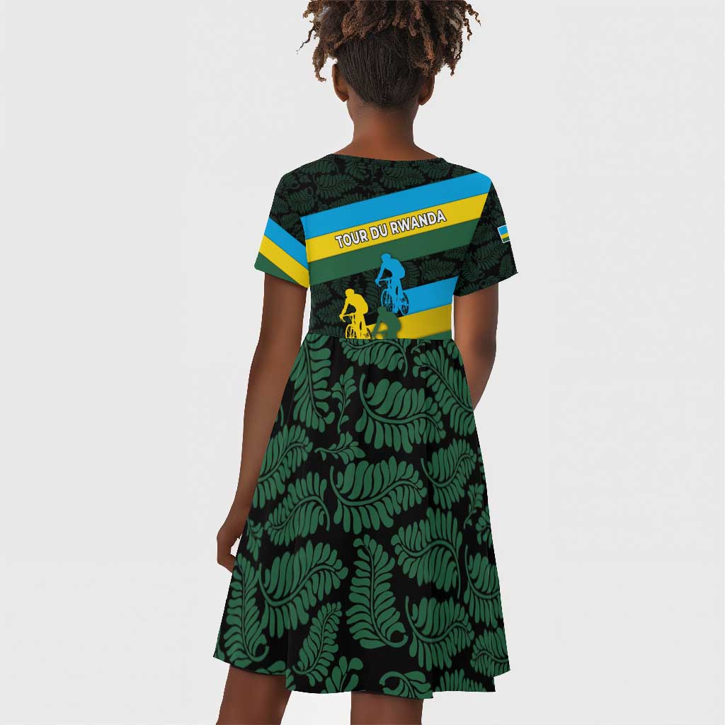 Rwanda Kid Short Sleeve Dress with Tour du Rwanda Cycling Race Flag Stripe Spirit