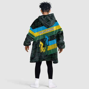 Rwanda Kid Wearable Blanket Hoodie with Tour du Rwanda Cycling Race Flag Stripe Spirit