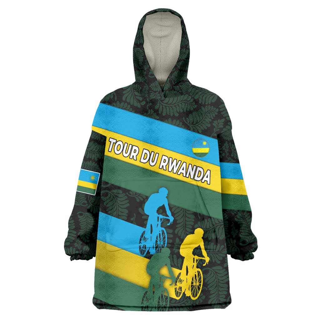 Rwanda Kid Wearable Blanket Hoodie with Tour du Rwanda Cycling Race Flag Stripe Spirit